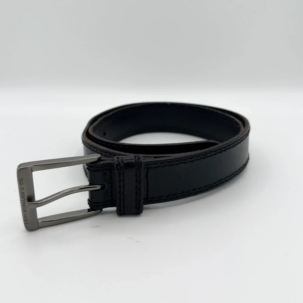 Levi's Full Grain Leather Belt Dark‎ Brown Black 1.5